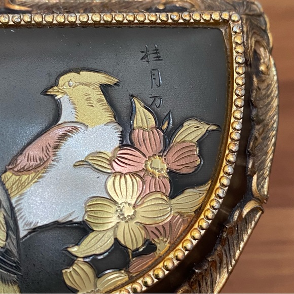 Vintage SANKYO Schmid Japan Oriental Asian Enamel Birds Piano Music Box - Picture 11 of 15